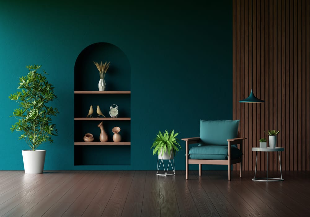 Góc đọc sách tường xanh cổ vịt