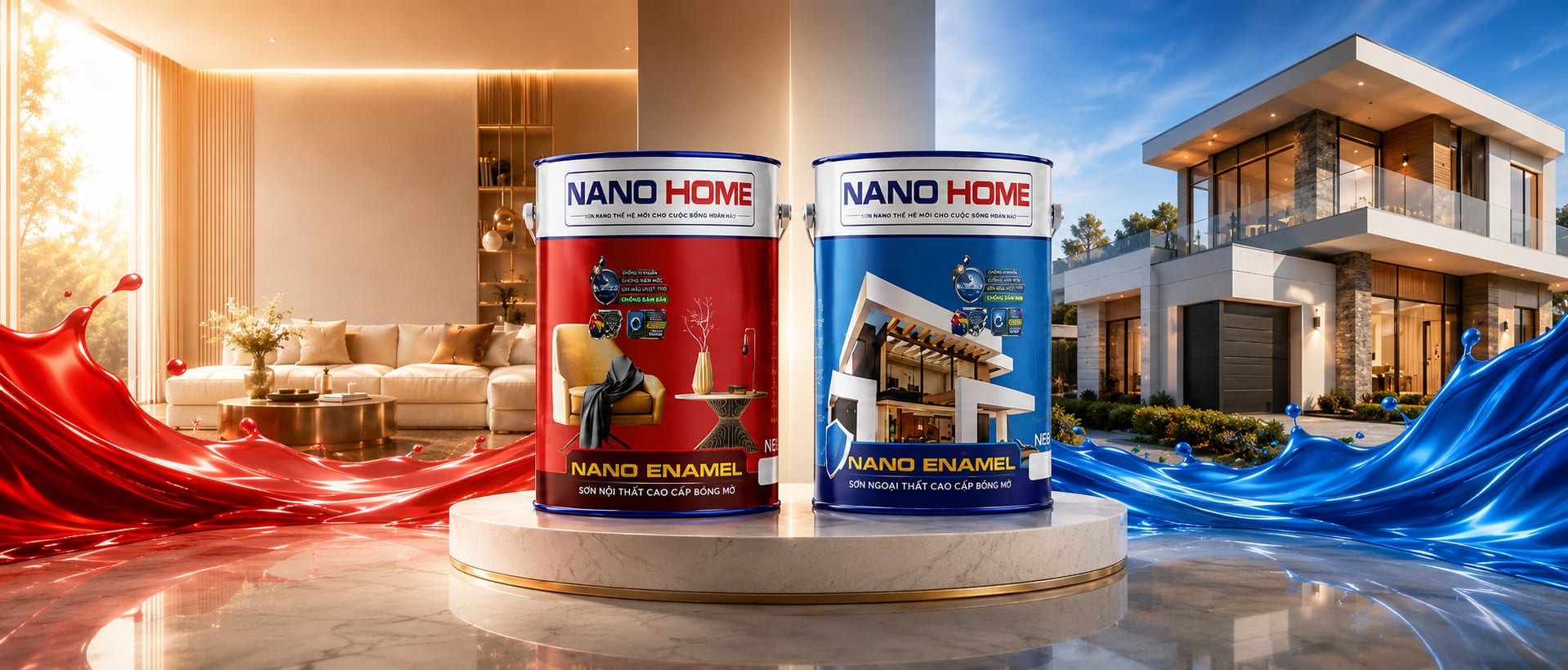 Sơn NANO ENAMEL nội thất và ngoại thất cao cấp bóng mờ